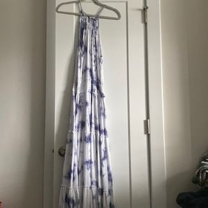 Z Supply Blue and White Tie-Dye Maxi Dress